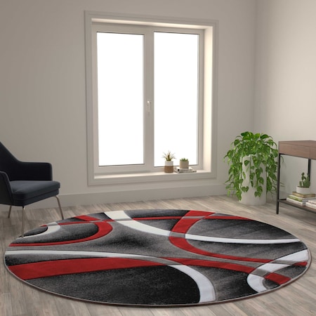 Flash Furniture Red 8' x 8' Modern Plush Abstract Area Rug KP-RG951-88-RD-GG